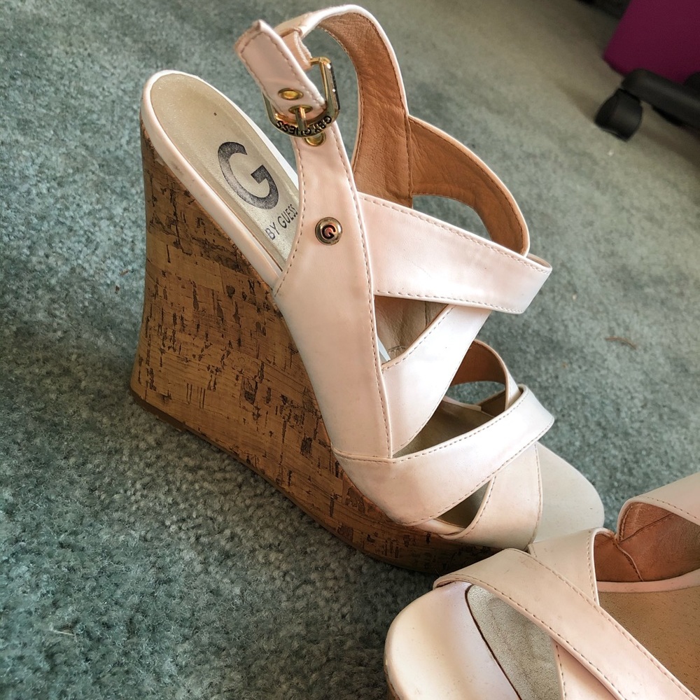 White Cork Bottom Wedges